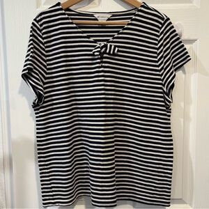Liz Claiborne Women's Navy and White Striped Top